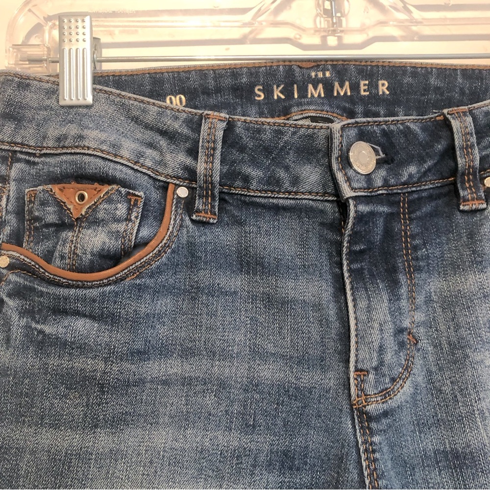 WHBM Skinny Jeans w/Leather Trim & Lacing